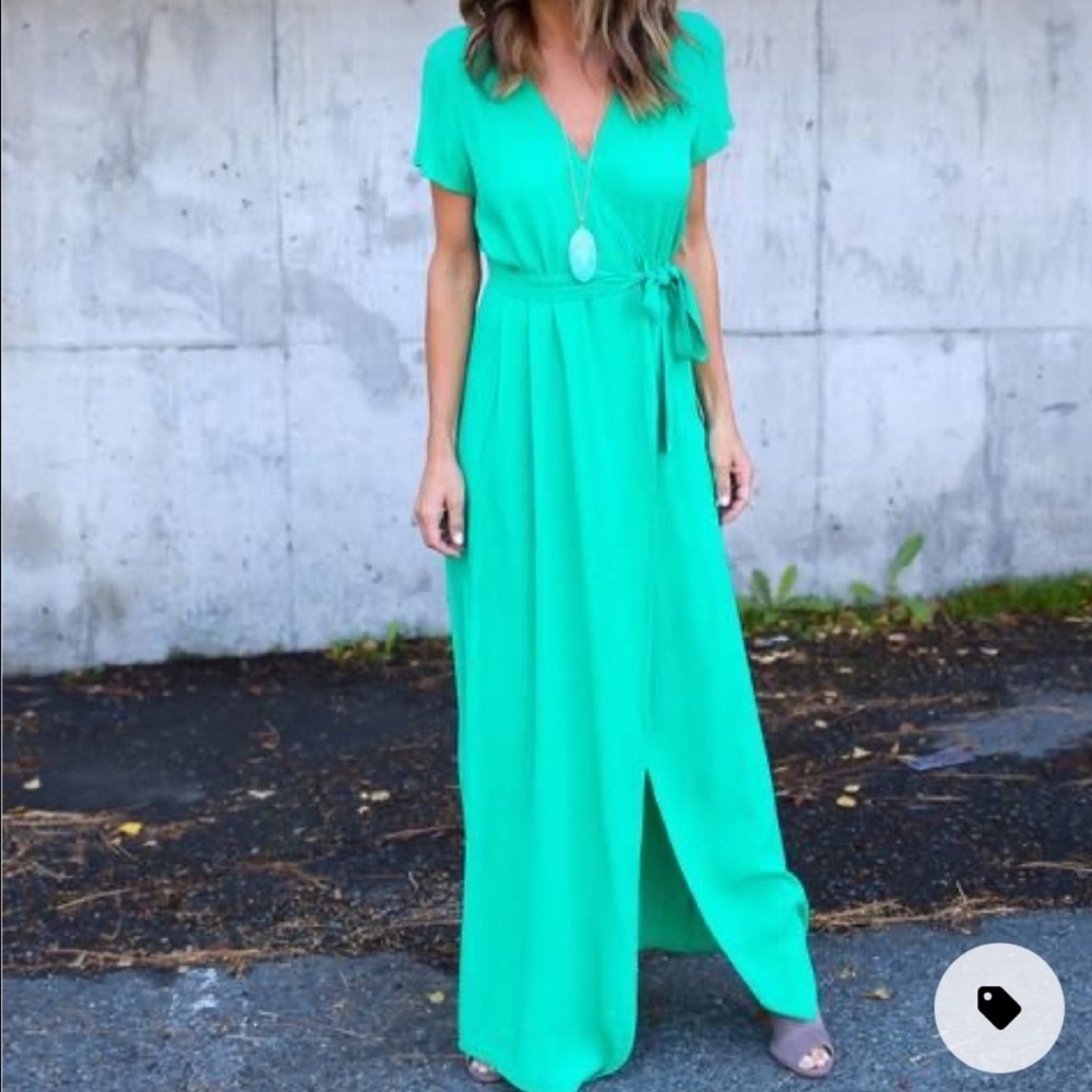 Vici Short Sleeve Bardot Wrap Maxi Dress
